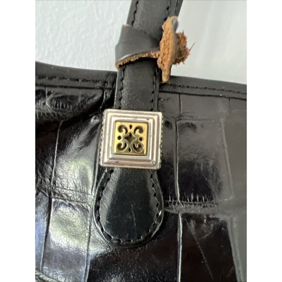 Brighton Croc Embossed Leather Handbag Hand Shoulder Bag Heart Charm Purse - Picture 4 of 16